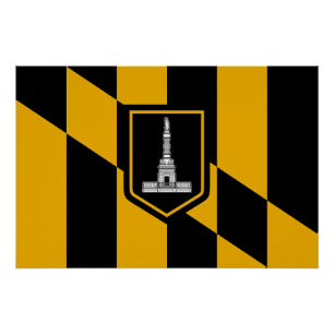 Pôster Poster de muro patriótico com bandeira de Baltimo