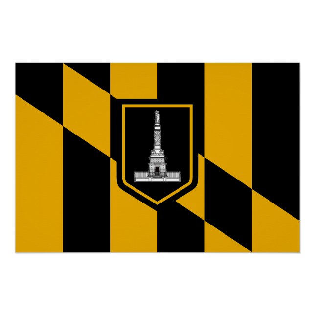 Pôster Poster de muro patriótico com bandeira de Baltimor (Frente)