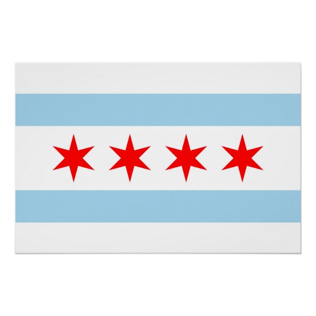 Pôster Poster de muro patriótico com bandeira de Chicago (Frente)
