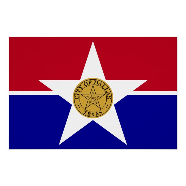 Pôster Poster de muro patriótico com bandeira de Dallas (Frente)
