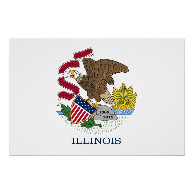 Pôster Poster de muro patriótico com bandeira de Illinois (Frente)