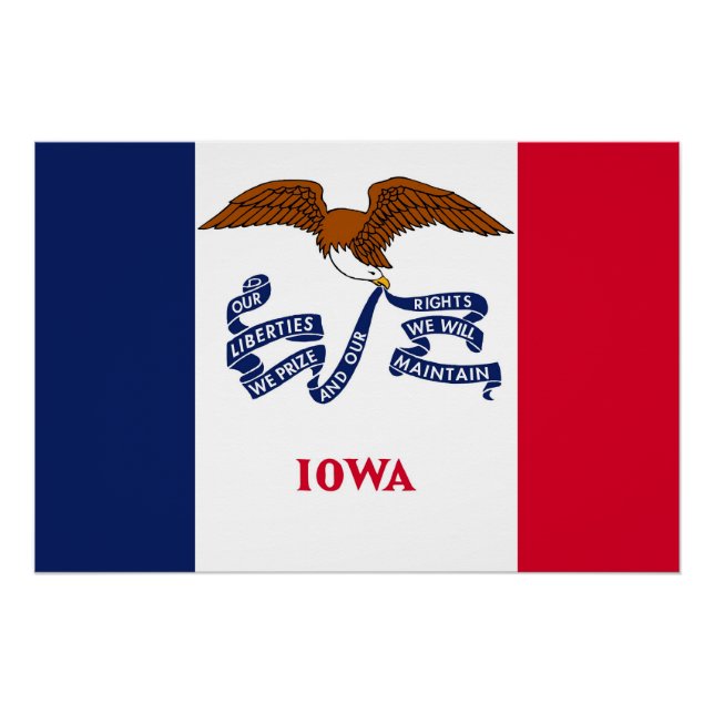 Pôster Poster de muro Patriótico com Bandeira de Iowa (Frente)