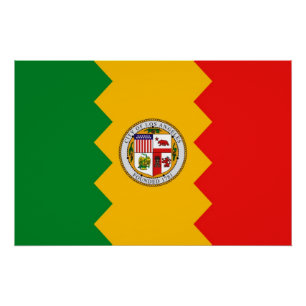 Pôster Poster de muro patriótico com bandeira de Los Ange