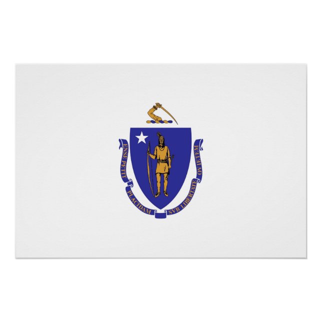 Pôster Poster de muro patriótico com bandeira de Massachu (Frente)