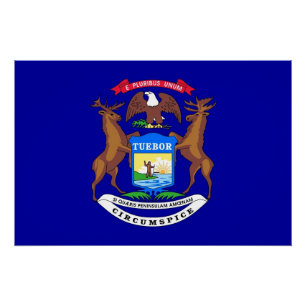 Pôster Poster de muro patriótico com bandeira de Michigan