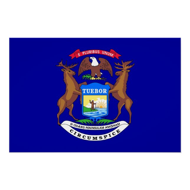 Pôster Poster de muro patriótico com bandeira de Michigan (Frente)