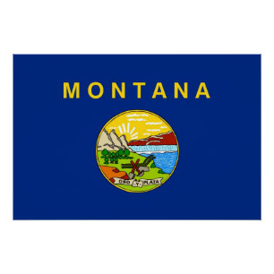 Pôster Poster de muro patriótico com bandeira de Montana
