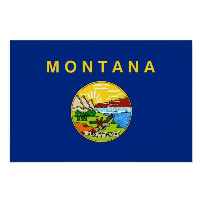 Pôster Poster de muro patriótico com bandeira de Montana (Frente)