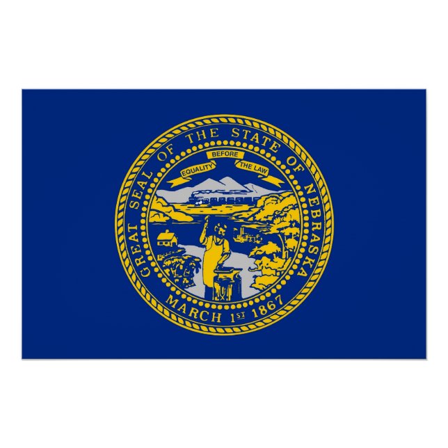 Pôster Poster de muro patriótico com bandeira de Nebraska (Frente)