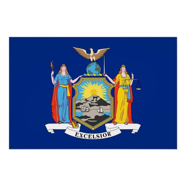 Pôster Poster de muro patriótico com bandeira de Nova Ior (Frente)