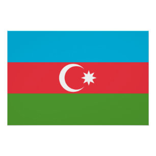 Pôster Poster de muro patriótico com bandeira do Azerbaij