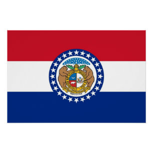 Pôster Poster de muro patriótico com bandeira do Missouri