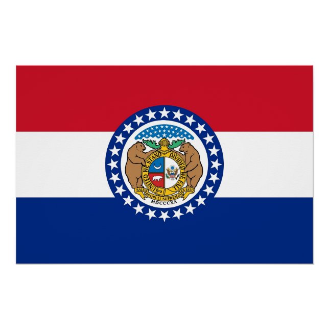 Pôster Poster de muro patriótico com bandeira do Missouri (Frente)