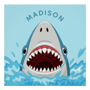 Pôster poster de nome personalizado de Shark engraçado
