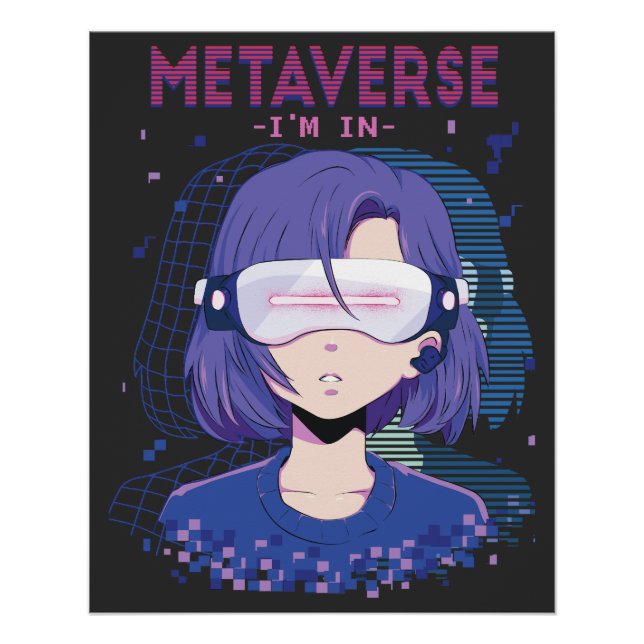 Pôster Poster de óculos de realidade virtual de garota de (Frente)