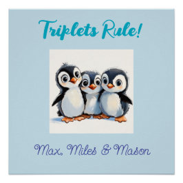 Pôster Poster de Parede Personalizado Para Trigêmeos, Pin