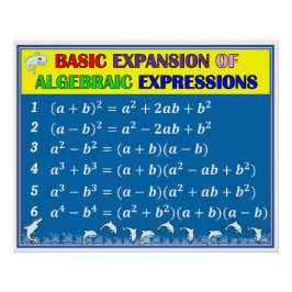 Pôster Poster de sala de aula de álgebra e matemática - O