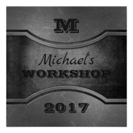 Pôster Poster de texto personalizado Faux Metal