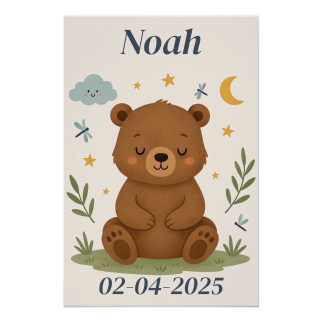 Pôster Poster de Urso Personalizado para Crianças (Frente)