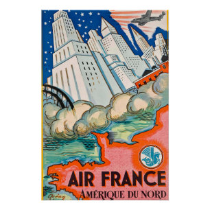 Pôster Poster de viagens de companhias aéreas Art deco