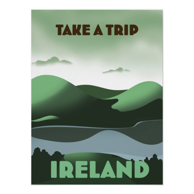 Pôster Poster de viagens do estilo de colheita da Irlanda (Frente)