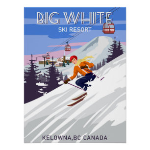 Pôster Poster de viagens Ski Big White resort vintage