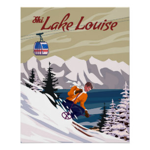Pôster Poster de viagens Ski Canadian Lake Louise resort
