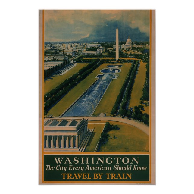 Pôster Poster de viagens Vintage Washington DC (Frente)