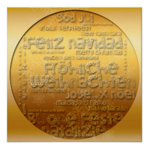 Pôster Poster de Weihnachten Navidad Xmas Dourada