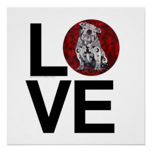 Pôster Poster do amor do cão de Bull