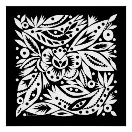 Pôster Poster do BW Bird Art Cutouts - Imagem Negativa