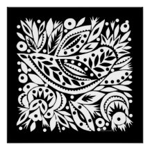 Poster do BW Bird Art Cutouts - Imagem Negativa