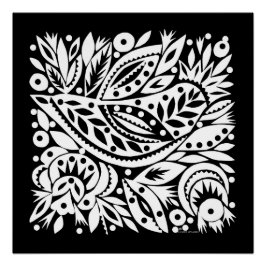 Pôster Poster do BW Bird Art Cutouts - Imagem Negativa