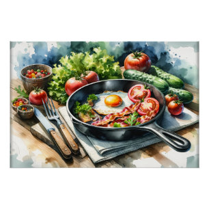 Pôster Poster do café da manhã para amantes da comida leg