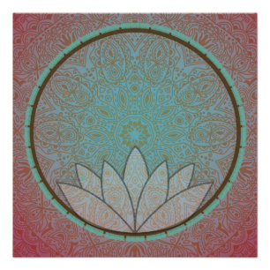 Pôster Poster do círculo da meditação de Lotus da mand
