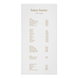 Pôster Poster do Menu de Lista de Preços do Serviço Salon