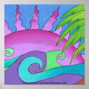 Pôster "Poster do por do sol tropical"
