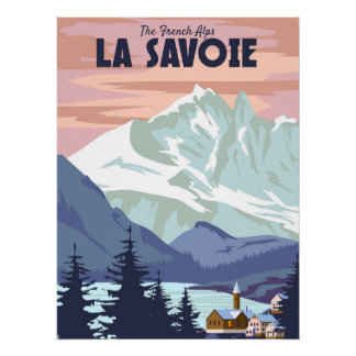 Pôster Poster do resort La Savoie Ski, retro. Viagem de i