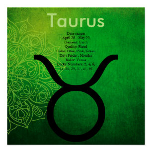 Pôster Poster do Taurus do sinal da astrologia do zodíac