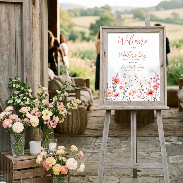 Poster Póster Dreamy Wildflowers Field Mothers Day Event (Dreamy Wildflowers Field Mother's Day Event Welcome Sign Poster. )