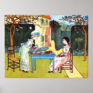Poster Poster: Duas meninas do Victorian que comem o chá