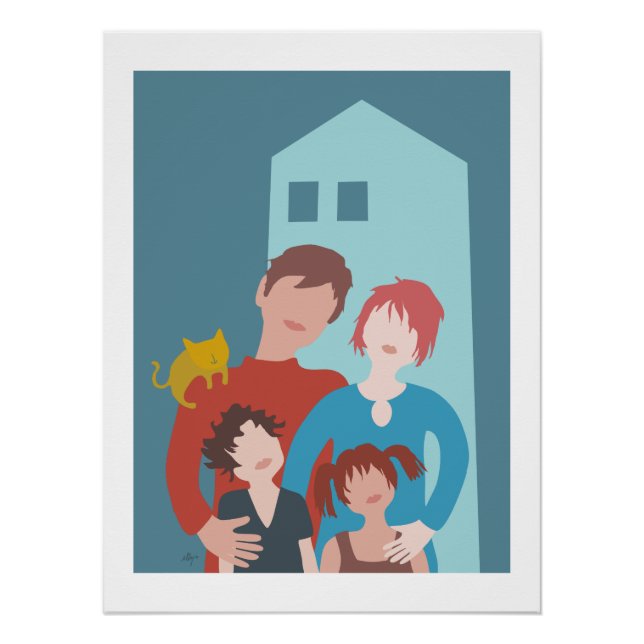 Pôster poster family and cat (Frente)