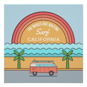 Pôster Poster feito sob encomenda do lugar do surfista do