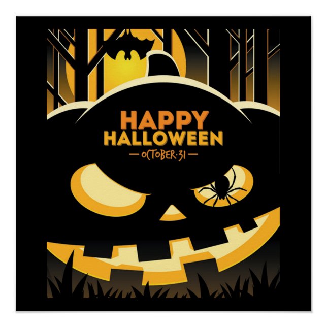 Pôster Poster/Feliz Halloween Jack-o-Lanterna (Frente)