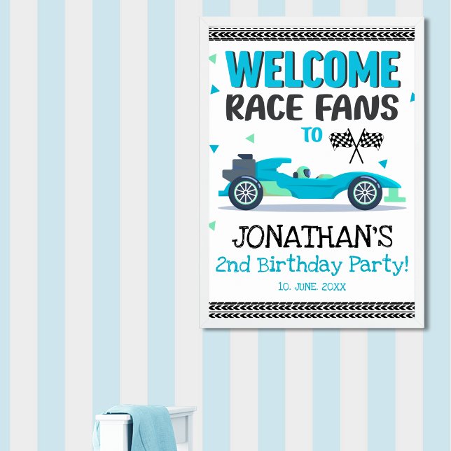 Poster Póster  Fun 2nd Birthday Race Car Driver (Criador carregado)