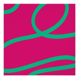 Pôster Poster – Green Lines on Pink