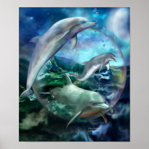 Poster Poster/impressão da arte de três golfinhos