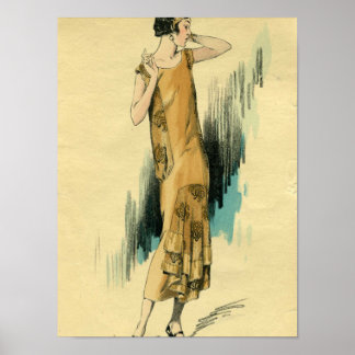 Pôster Poster-Impressão da ilustração da moda da Flapper-