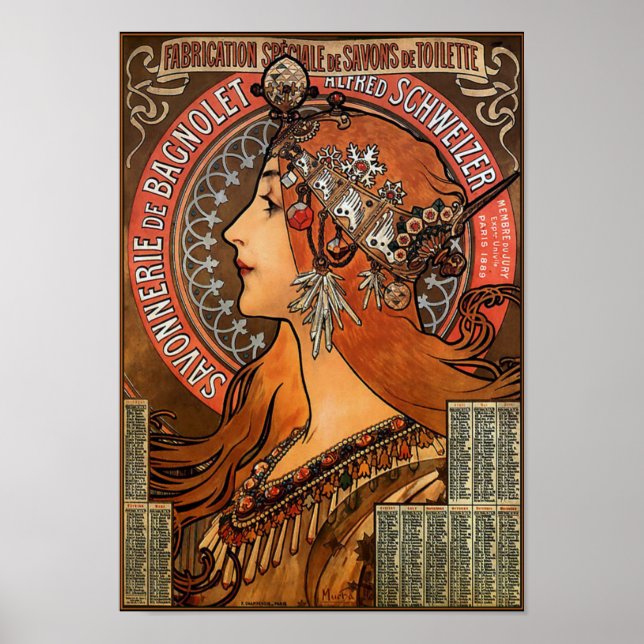 Poster Poster/Impressão: Mucha - "Savonnerie de Bagnolet" (Frente)