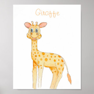 Poster Póster INFANTIL JIRAFA acuarela para cuarto niños